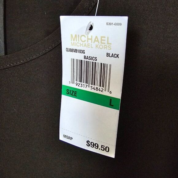 NWT MICHAEL KORS BLACK SCOOP NECK SKATER DRESS SHORT SIZE LARGE - Picture 13 of 16